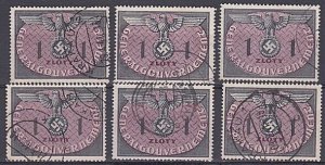 POLAND GENERAL GOVERNMENT 1940 1z x 6 fine used............................B3288