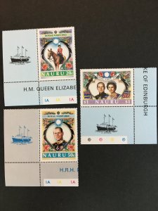 1982 Nauru Sc 257-9, SG272-4 Royal Visit QEII and Prince Phillip with Corner Tab