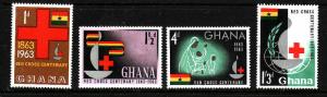 Ghana-Sc#139-42-unused NH set-Red Cross-1963-