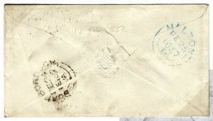 GB Yorks Cover MALTON 495 Numeral Scarborough 1d Red 1857{samwells}PD138