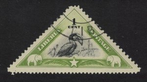 Liberia Black and white casqued hornbill Bird Elephant 1937 Canc SG#559
