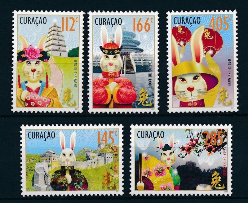 [CU014] Curacao 2011 Chinese New Year of the Rabbit MNH # 14-18