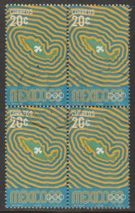 MEXICO 996, 20¢ 1968 Olympics, Mexico City. Used BLOCK OF 4. VF. (555)