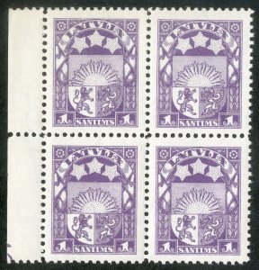 Latvia Stamps # 135 MNH XF Reverse Watermark Block