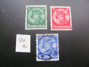 Germany 1933 USED  SC 363-365  SET VF/XF 40 EUROS (116)