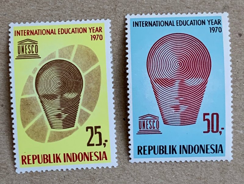 Indonesia 1970 Education Year, MNH. See note. Scott 795-796, CV $17.50