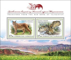 TADZHIKISTAN - 2020 - Lynx & Eagle Owl - Perf 2v Sheet - MNH