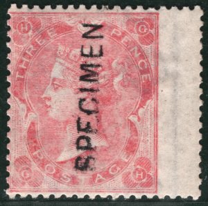 GB QV SG Spec J25As 3d Rose (1861) (Shaded Spandrels) SPECIMEN Cat £800 PIRED35