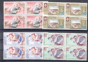 LAOS 2 EARLY SETS NEVER HINGED IN BLOCKS OF 4 **!	