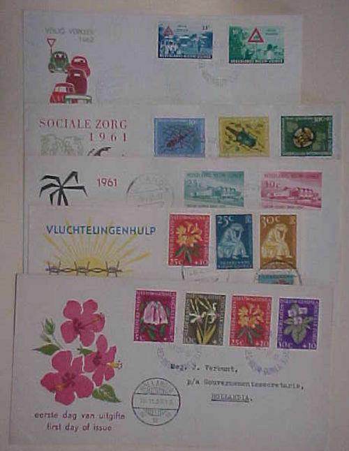 NETHERLANDS NEW GUINEA 5 DIFF. FDC 1959-1962 CACHET ADDRESSED