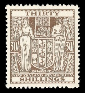 New Zealand 1940 KGVI Arms Fiscal 30s Watermark Inverted MLH. SG F205w.