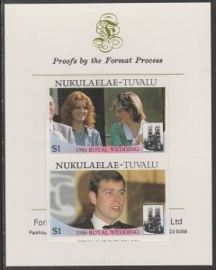 TUVALU 1986 WEDDING - ANDREW & FERGIE  imperf on FORMAT INTERNATIONAL PROOF CARD