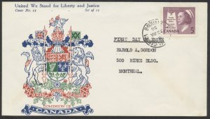 1958 #380 Nursing Health FDC Gordon Coat of Arms Cachet Ottawa