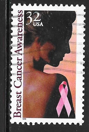 USA 3081: 32c Woman and Pink Ribbon, used, VF