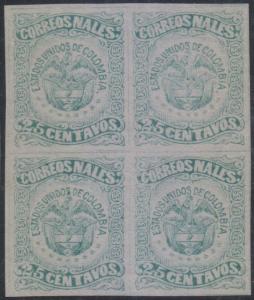 COLOMBIA 1879 Sc 89 Yvert 53A BLOCK OF FOUR UNUSED VF €180.00++ 