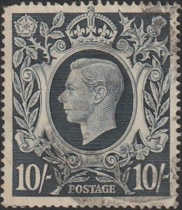 Great Britain #251 1939 10 S Dark Blue Coat-of-Arms USED.