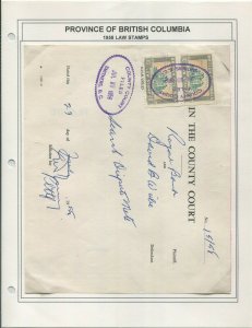 CANADA REVENUE BCL46 USED PAIR BRITISH COLUMBIA LAW STAMP DOCUMENT