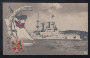 Germany 1910s WWI S.S. SCHWABEN Naval Patriotic Military Postcard