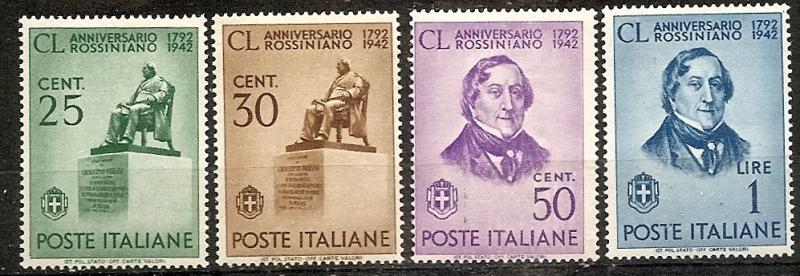 ITALY  423-26 MINT OG 1942 Rossini, Composer