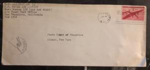 1945 San Francisco Ca USA NAVY Air station  Censored Cover To Albany NY Macauley