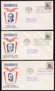 US Stamps # 832-4 First Day Cover Matched Cachets