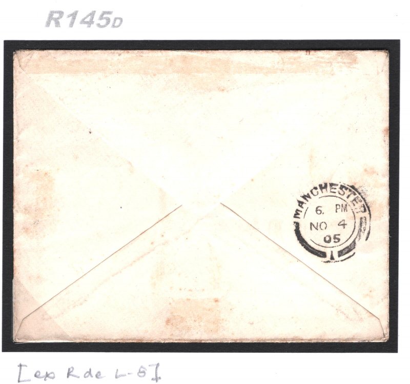 GB Lancs RAILWAY Cover 2d Letter Stamp 1905 *Oldham Rd Manchester* Station R145d 