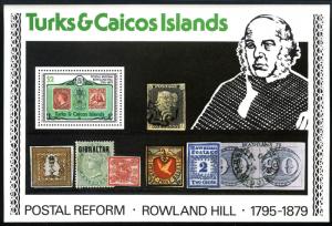 Turks & Caicos 396a S/S, MNH. Rowland Hill. Stamp on Stamp, 1979