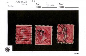 United States Postage Stamp, #265, 266, 252 Used, 1895 Washington (AB)
