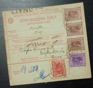 Yugoslavia 1928 Parcel Card from Livno Bosnia to Dubrovnik Croatia A1