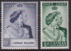 Sc# 116 / 117 Cayman Islands 1948 QE Silver Wedding complete set MVLH CV: $25.25