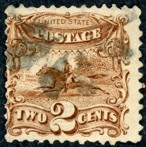 #113 – 1869 2c Pony Express, brown. Used.