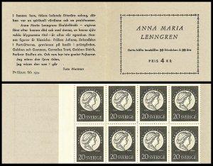 H108 Sweden 1954 Scott 467 a MNH stamp booklet A. M. Lenngren Schweden Sverige