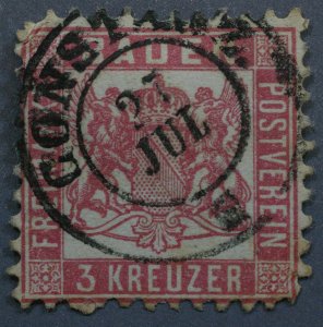 Baden #20 VF Used Place Cancel CONSTANZ w/ Date 27 JUL