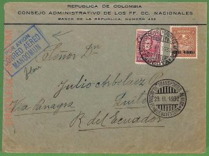 ZA0382 - COLOMBIA - Postal History - COVER to ECUADOR - Servicio Aereo MANOOMUN