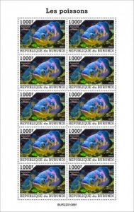 Burundi - 2022 Oscar Fishes - 10 Stamp Sheet - BUR2201086f