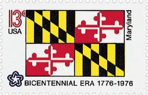 1976 13c Maryland State Flag, Bicentennial Era Scott 1639 Mint F/VF NH