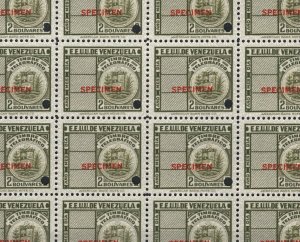 VENEZUELA ABNCo. TELEGRAPH Stamps 2b *SPECIMEN* BLOCK {19} Mint UMM MNH MF151