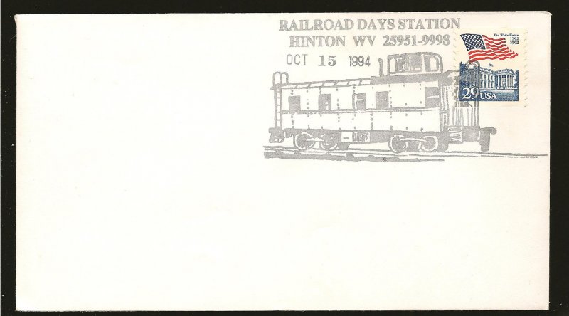 USA Railroad Days Station Hinton WV 1994 Train Cancel Souvenir Cover Used