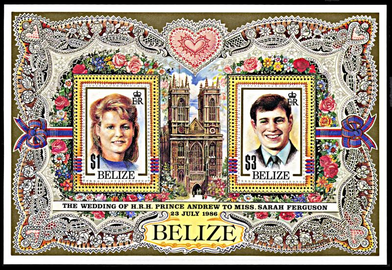 Belize 834, MNH, Royal Wedding of Prince Andrew and Fergie souvenir sheet