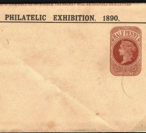 GB QV Stationery GPO Wrapper Unusual EARLY EXHIBITION Overprint 1890 23b.3