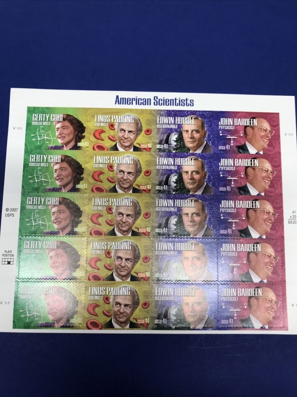 Scott#4224-27 41¢ American Scientists - MNH-Full Sheet Of 20 Stamps-2007