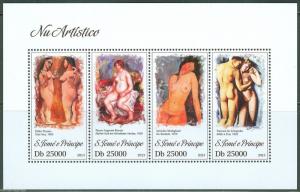 SAO TOME 2013 NUDES ART PICASSO RENOIR MODIGLIANI & de LEMPICKA  SHEET MINT NH