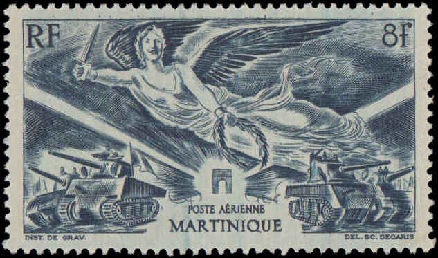 Martinique #C3, Complete Set, 1946, Military Related, Hinged