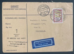 1963 The Hague Netherlands Navy Department  Airmail Cover To Vienna Austria