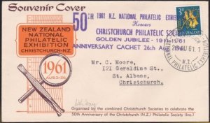 NEW ZEALAND 1961 Christchurch Philatelic Exhibition commem cover ..........B2818