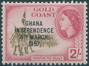 Ghana 1957 2s brown-olive & carmine SG179 MNH