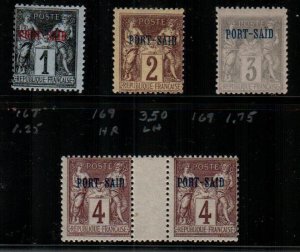 French Offices in Port Said Scott 1-3 and #4 gutter pair Mint NH [TH1123]