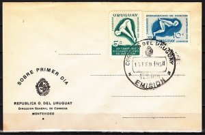 Uruguay, Scott cat. 628-629. South American Swim Meet. First day cover. ^