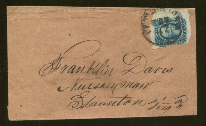 1863 Confederate States of America Stamp #12 on Postal Cover Franklin Davis