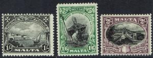 MALTA 1926 PICTORIAL 1/- 1/6 AND 2/- INSCRIBED POSTAGE 